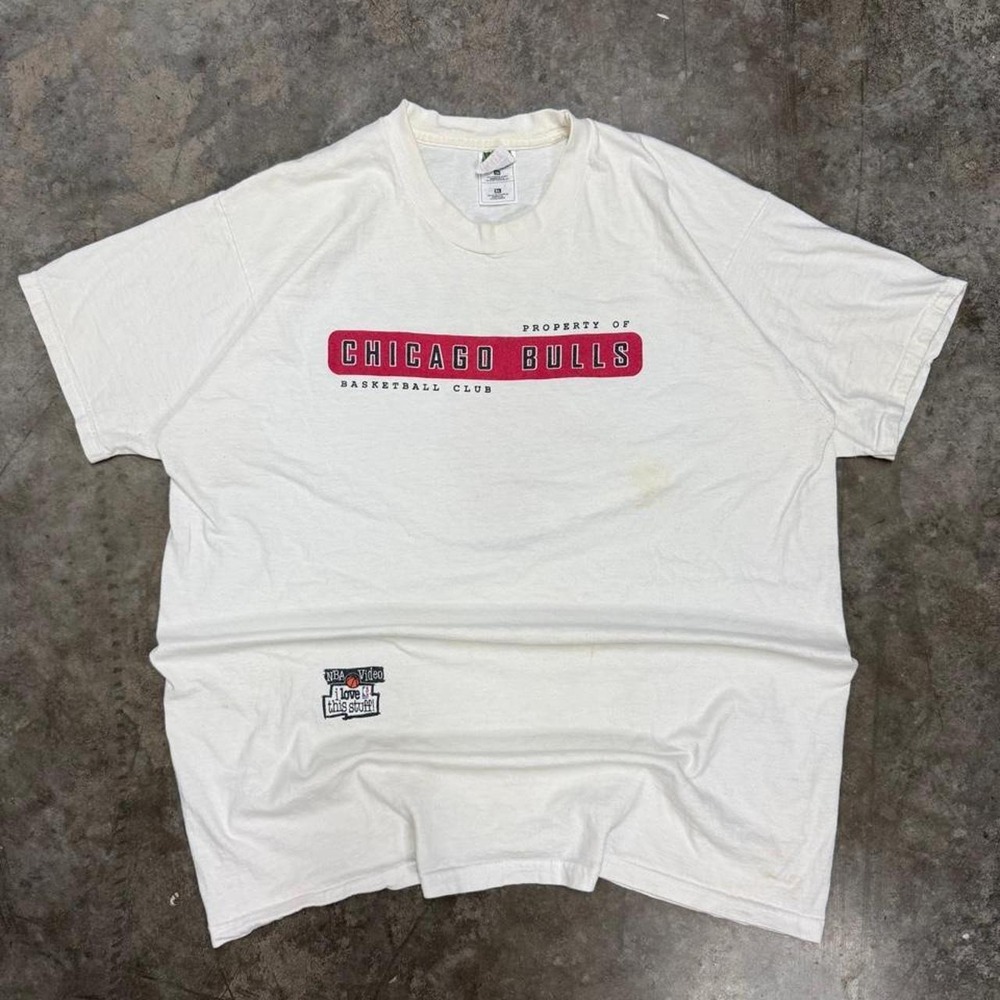 Vintage 90s Chicago Bulls Property Of T-Shirt XL White NBA Single Stitch Fruit
